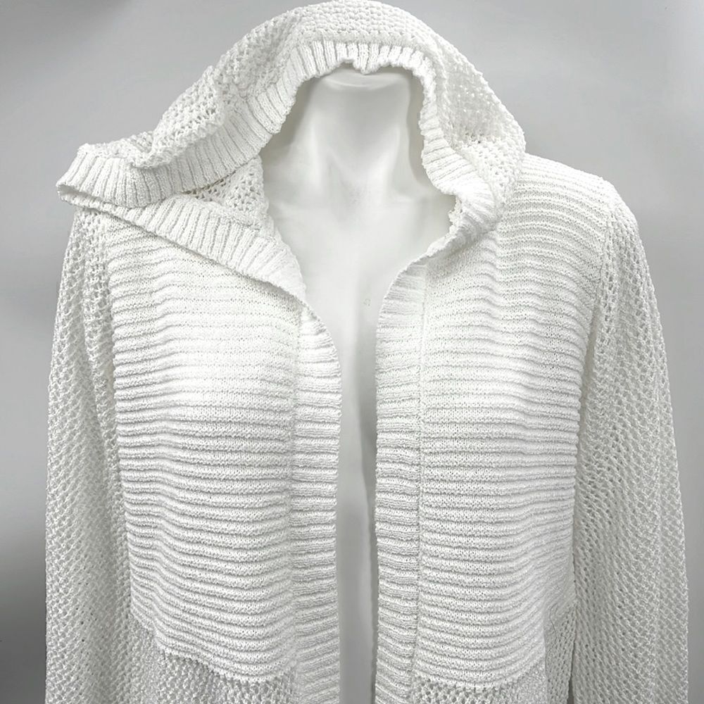 Mystree large white knit hooded beach sweater